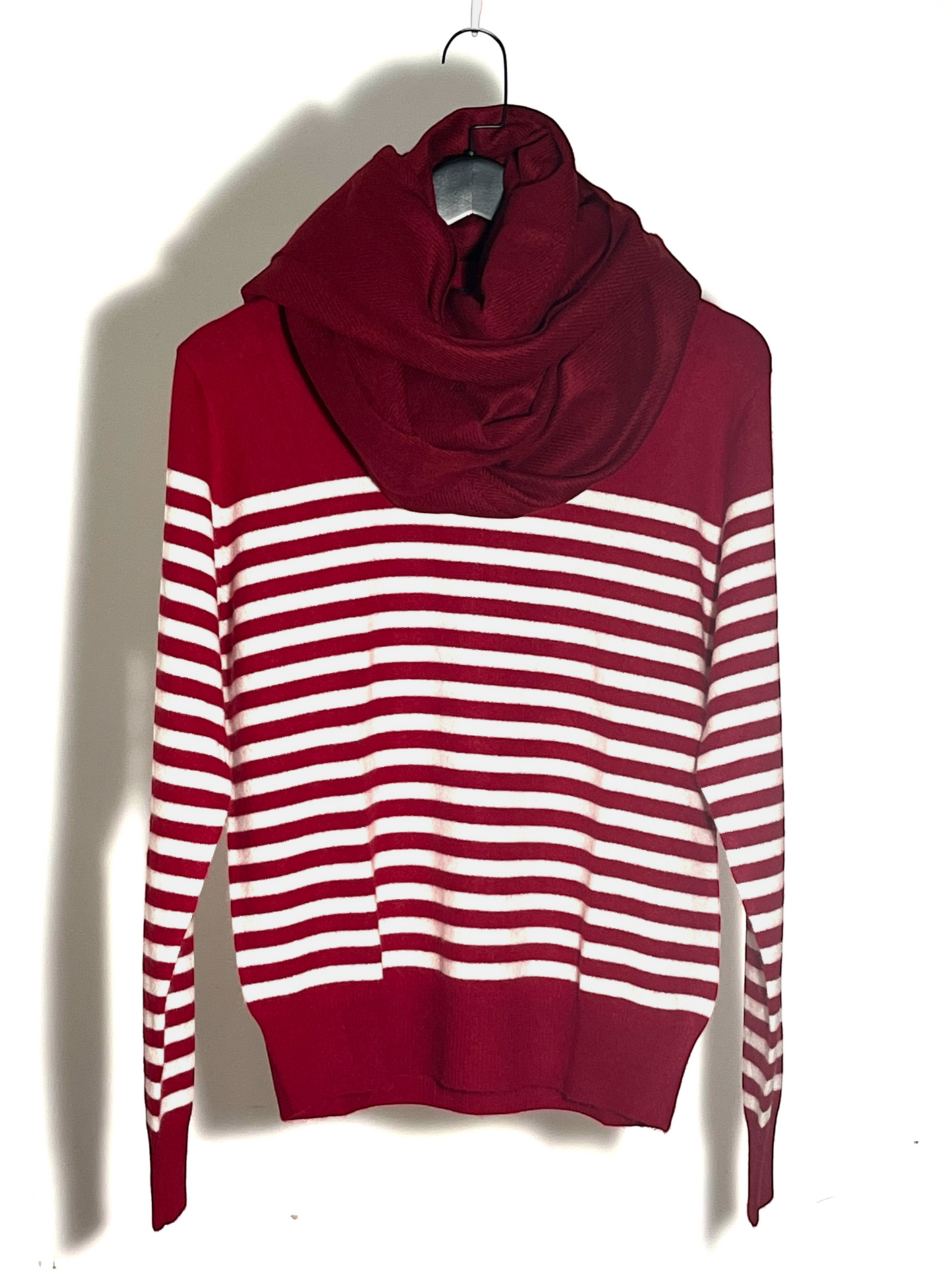Burgundy Stripe Sweater - 100% Cashmere