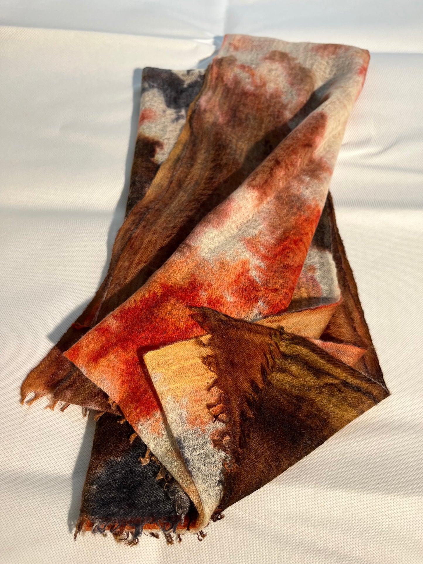 Hand Felted Ice Dye Stole "Daivam" - Grade A Cashmere