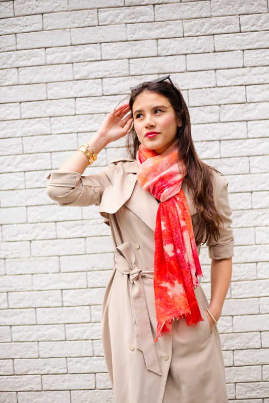 Hand Felted Ice Dye Stole "Nischal" - Grade A Cashmere