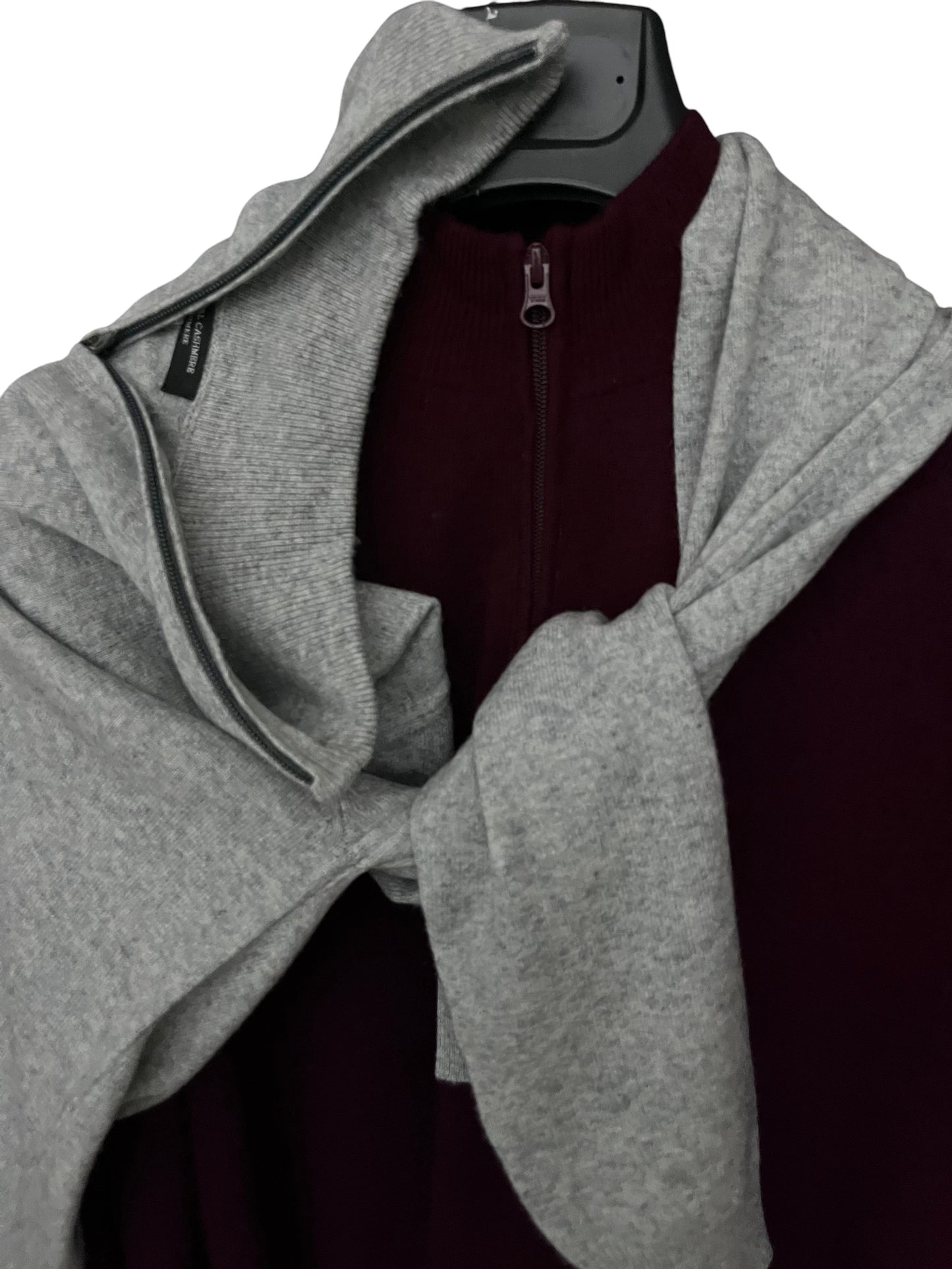 Light Gray Quarter-Zip Sweater - 100% Cashmere