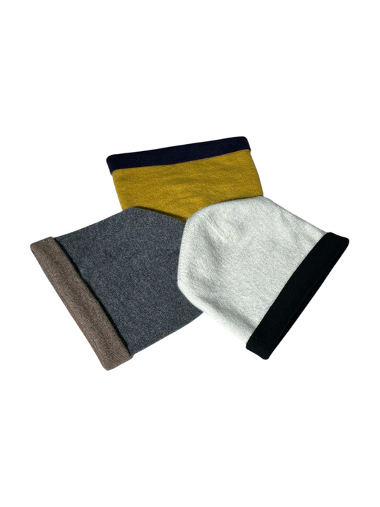 Handmade Reversible Unisex Beanie - 100% Cashmere