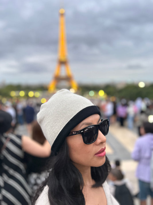 Reversible Beanie - 100% Cashmere