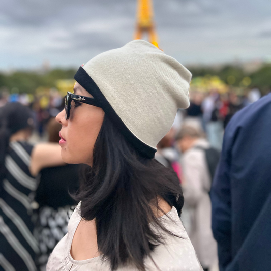 Reversible Beanie - 100% Cashmere