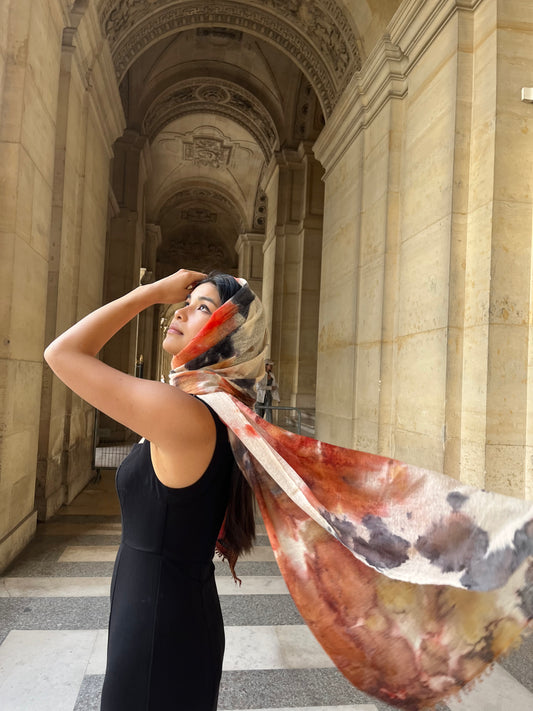 Hand Felted Ice Dye Stole "Daivam" - Grade A Cashmere