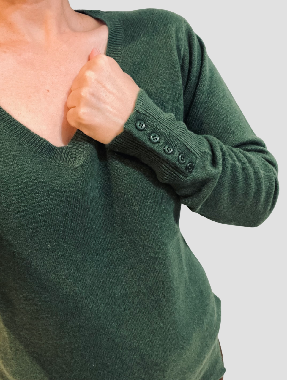 Knitted Moss Green Ladies Sweater - 100% Cashmere