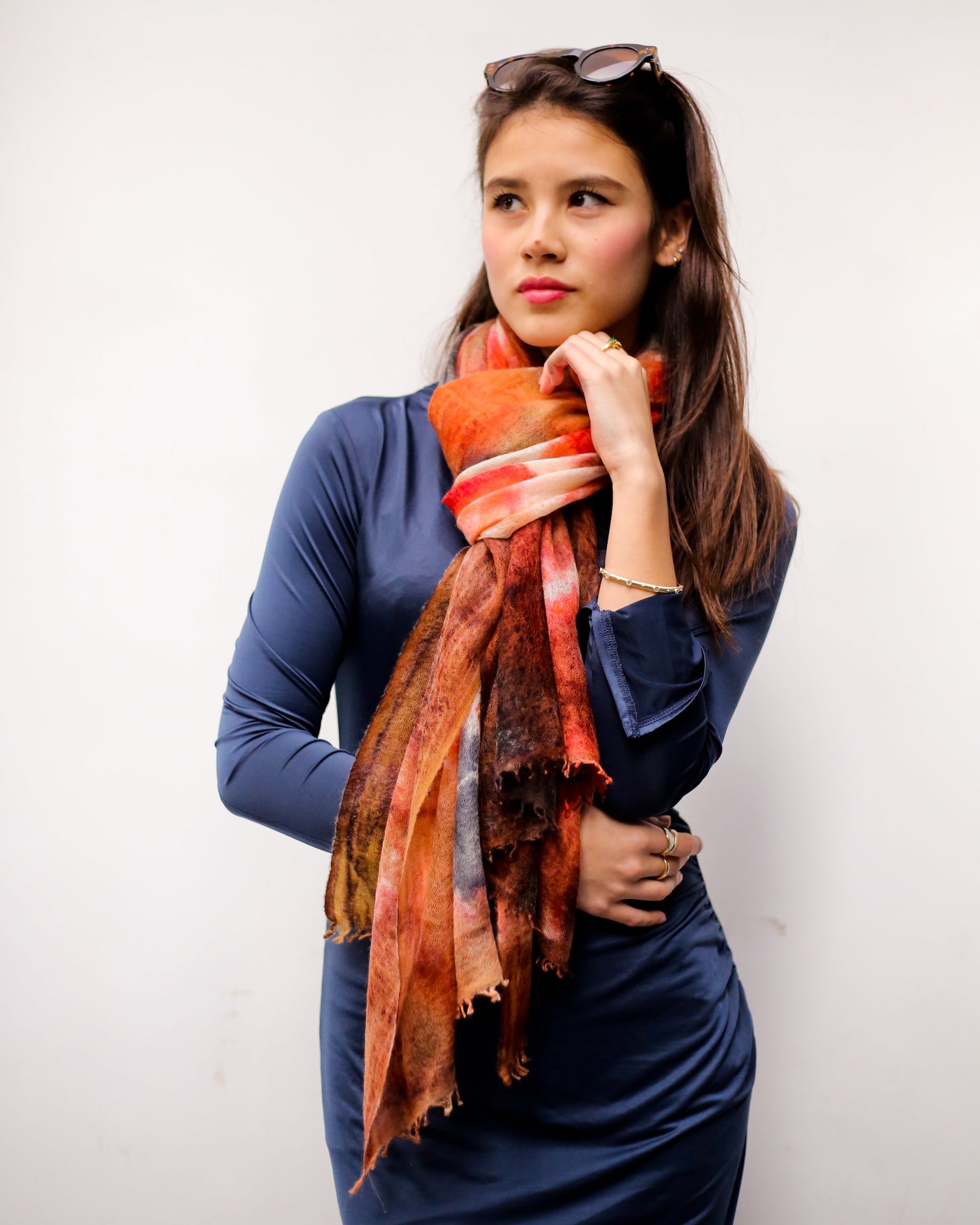 Hand Felted Ice Dye Stole "Daivam" - Grade A Cashmere