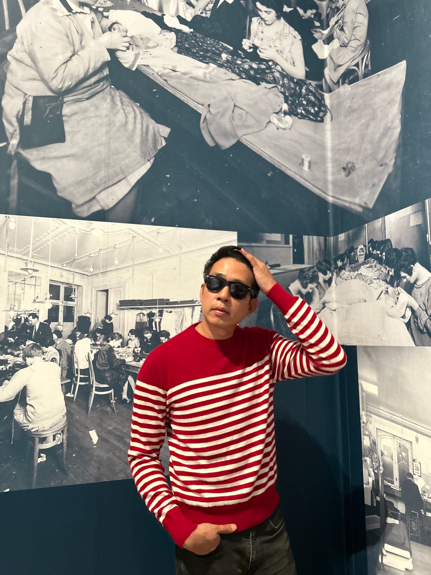 Burgundy Stripe Sweater -  100% Cashmere