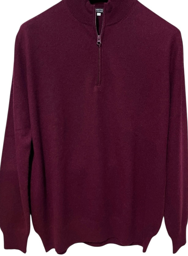 Dark Burgundy Quarter-Zip Sweater - 100% Cashmere
