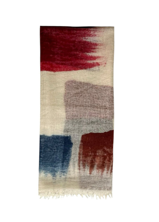 Hand Brush Painted Stole - Grade A Cashmere