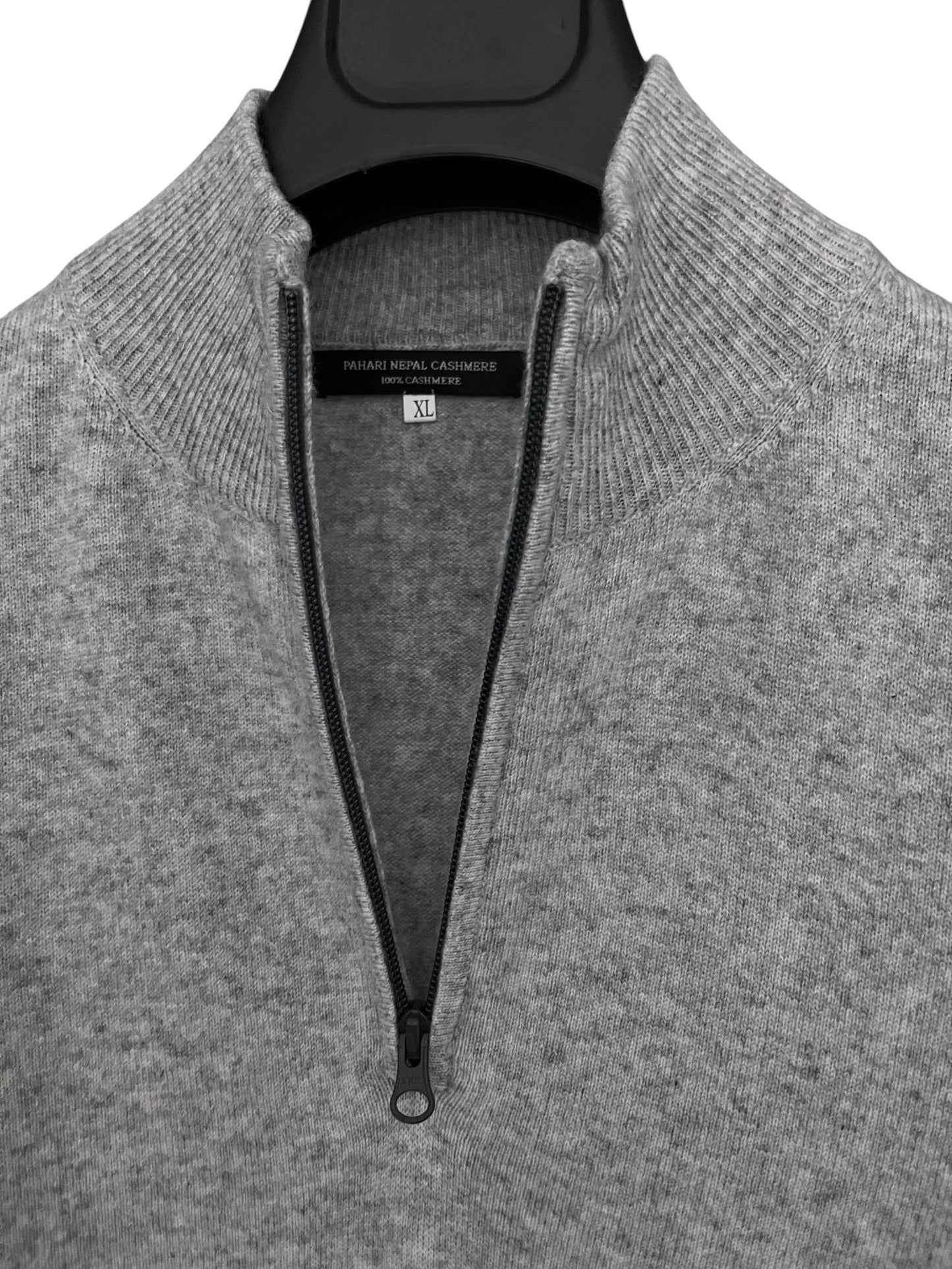 Light Gray Quarter-Zip Sweater - 100% Cashmere