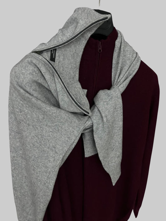 Light Gray Quarter-Zip Sweater - 100% Cashmere