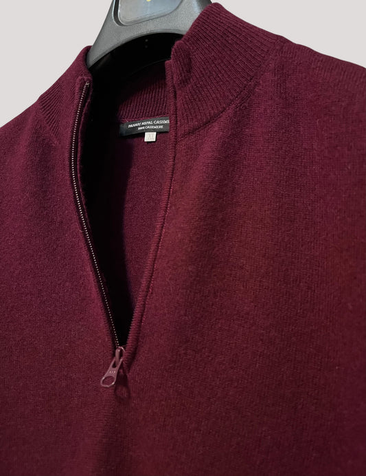 Dark Burgundy Quarter-Zip Sweater - 100% Cashmere