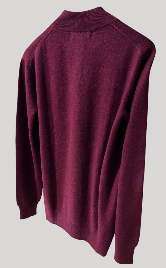 Dark Burgundy Quarter-Zip Sweater - 100% Cashmere
