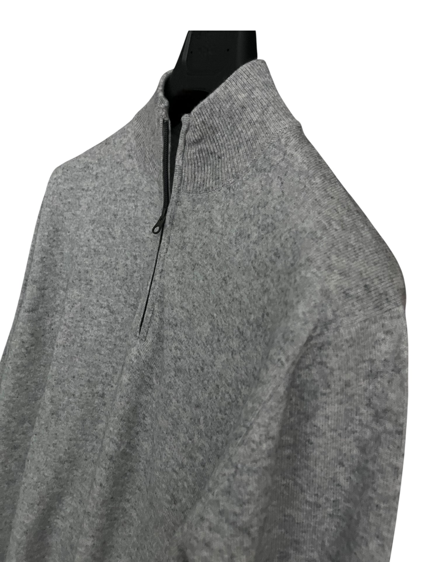 Light Gray Quarter-Zip Sweater - 100% Cashmere