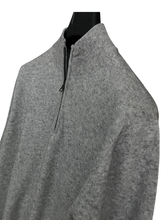 Light Gray Quarter-Zip Sweater - 100% Cashmere